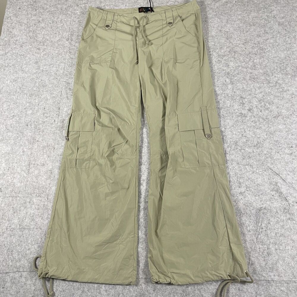 DOLLS KILL Delias Flared Drawstring Ankle Cargo Pants Women's Small Y2K DEL23363